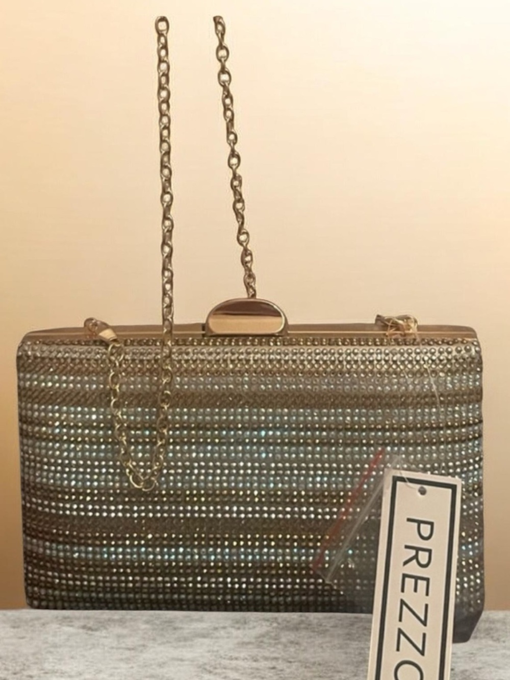 PREZZO GOLD SILVER BLUE SEQUIN CROSS BODY EVENING BAG